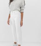 Asos Design Petite Florence Authentic Straight Leg Jeans In Bone Chalky White