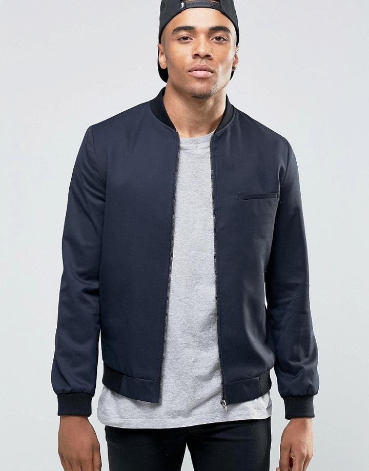 New Look Smart Bomber Jacket In Navy - Navy