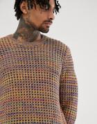 Asos Design Knitted Textured Sweater In Multi Color