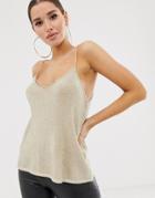 Lipsy Knitted Metallic Cami In Gold - Gold