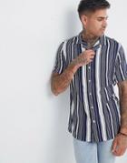 Asos Design Regular Fit Stripe Shirt - Blue