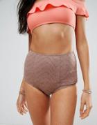 Pistol Panties Floral Off Shoulder Frill Bikini Set With High Waisted Bottoms - Pink