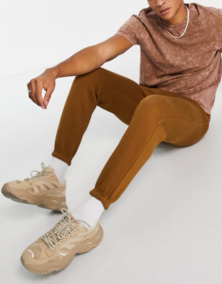 Jack & Jones Originals Cuffed Sweatpants In Tan-brown