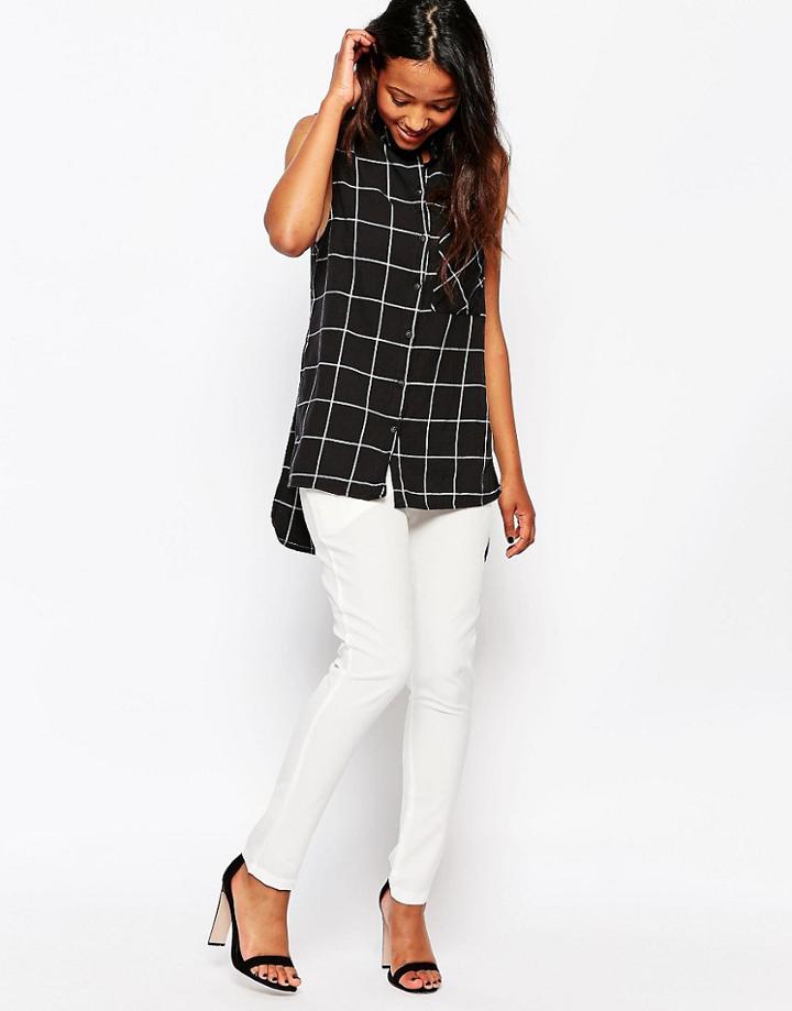 Daisy Street Ankle Grazer Slim Pants - White