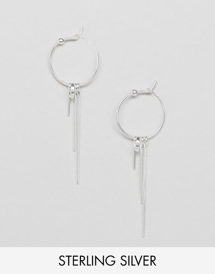 Asos Sterling Silver Hoop Stick Earrings - Silver