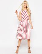 Asos Stripe Picnic Dress With Double Layer - Multi