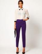 Asos High Waist Pants With Button Detail - Black