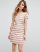 Traffic People Striped A Line Dress - Red