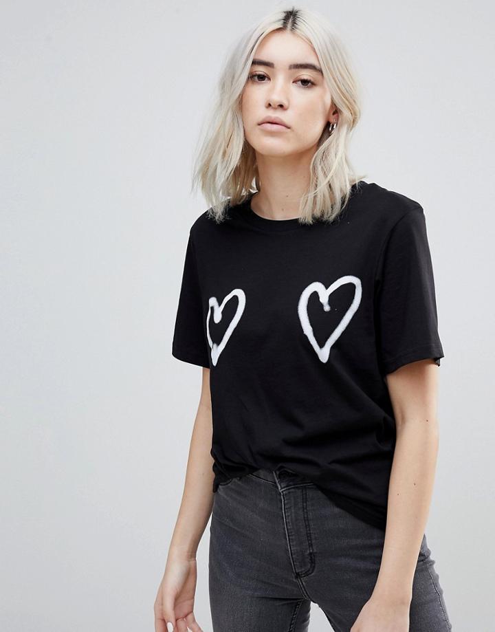 Cheap Monday Breeze Double Love Logo T-shirt - Black