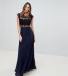 Asos Tall Kate Lace Maxi Dress With Lace Frill Sleeve - Multi