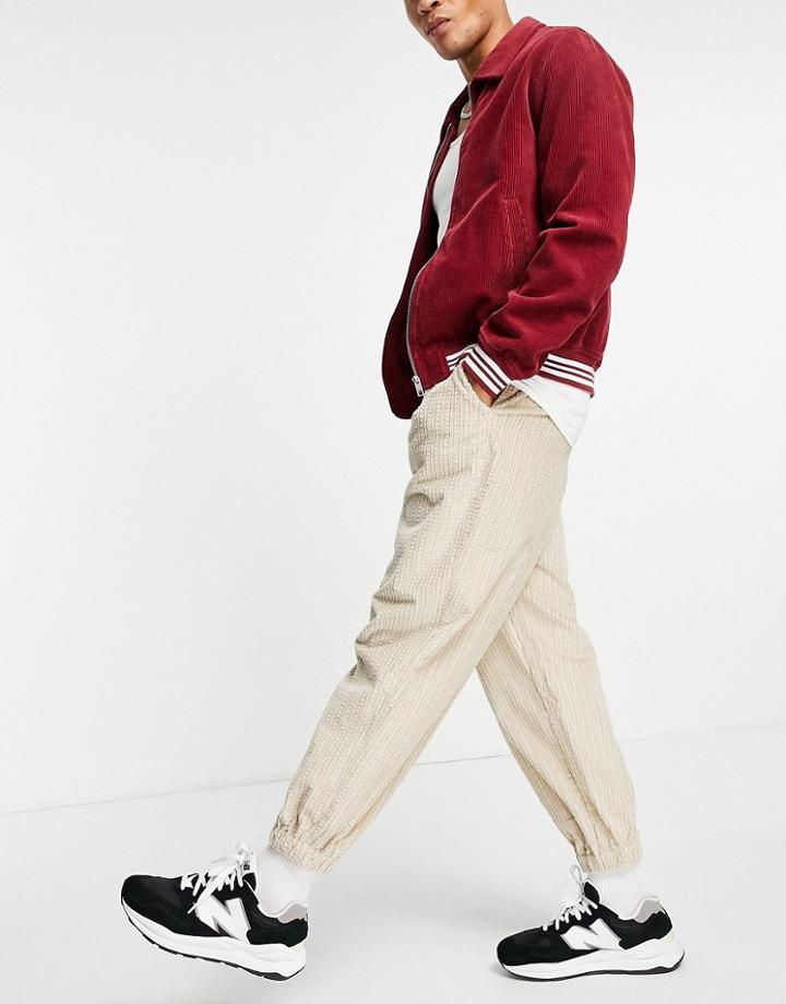 Asos Design Oversized Tapered Cord Pants In Rope Effect Cord-neutral