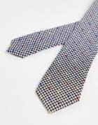 Asos Design Slim Tie With Houndstooth Design And Color Flecks In Black And White - Multi