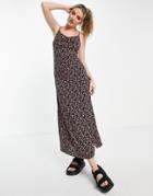 Asos Design Maxi Dress With Cowl Neck In Black Floral Print-multi