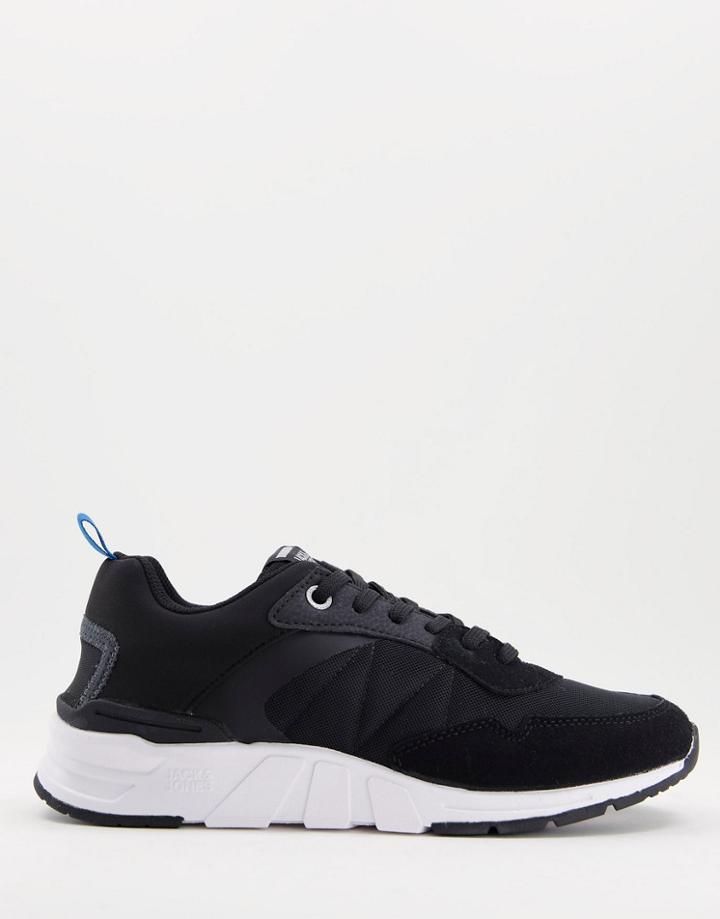 Jack & Jones Mesh Panel Sneakers With Chunky Sole In Black