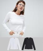 Asos Design Ultimate Top With Long Sleeve And Crew Neck 2 Pack - Multi