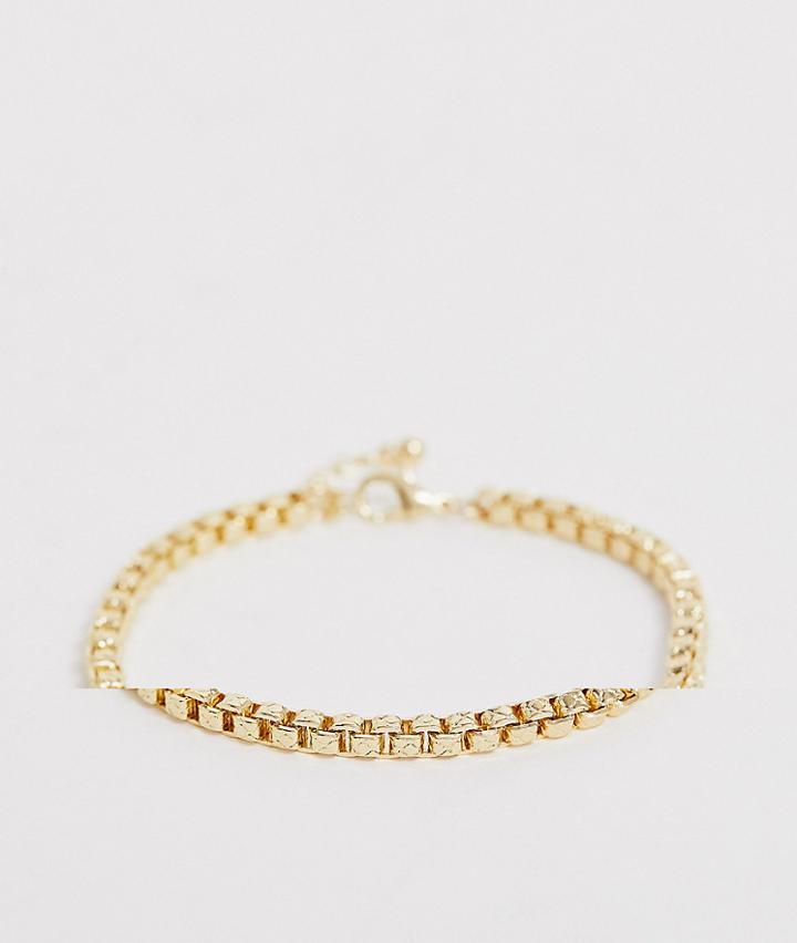 Asos Design Chain Bracelet With Engraving In Gold Tone - Gold