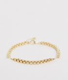 Asos Design Chain Bracelet With Engraving In Gold Tone - Gold
