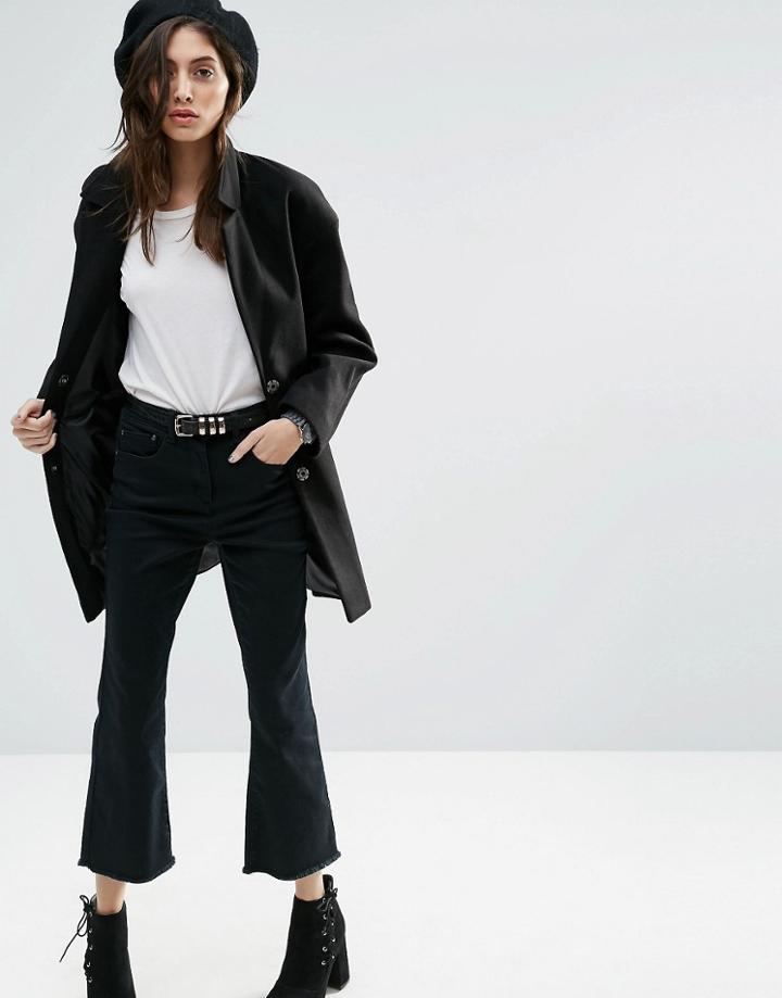 Asos Boyfriend Coat In Cocoon Fit - Black