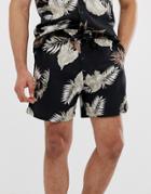 New Look Two-piece Shorts With Leaf Print In Black - Black