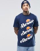 Ellesse T-shirt With Triple Logo - Navy