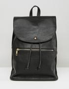 Asos Soft Backpack With Zip Detail - Black