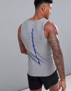 Asos 4505 Muscle Tank With Laser Cut Back - Gray