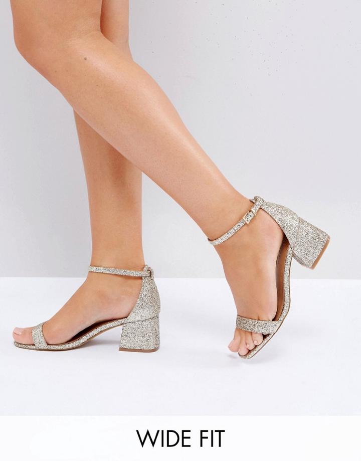 Asos Honeydew Wide Fit Heeled Sandals - Gold