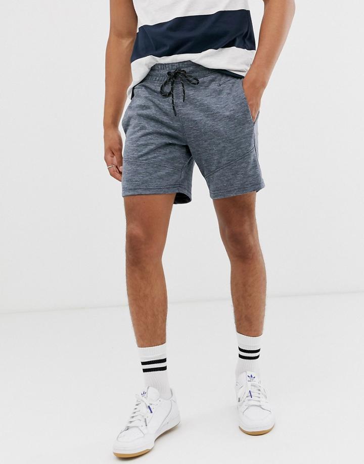 Jack & Jones Intelligence Jersey Melange Short In Blue - Blue