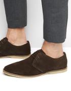 Asos Derby Shoes In Brown Suede With Piped Edging - Brown