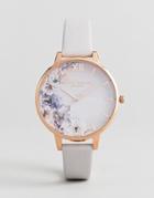 Olivia Burton Ob16pp31 Watercolor Floral Leather Watch In Blush - Pink