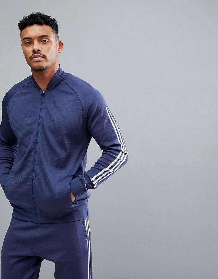 Adidas Athletics Knitted Bomber In Navy Cw1405 - Navy