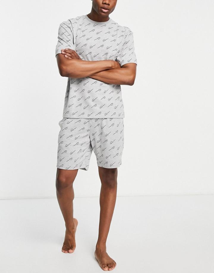 River Island Script T-shirt And Shorts Set In Gray