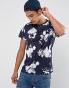 Religion Lily Floral Scoop Neck T-shirt - Black
