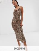 Pretty Lavish Maxi Cami Dress In Tiger Print-tan
