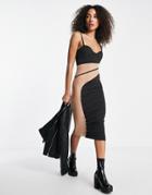 Missyempire Cami Strap Sheer Panel Midi Dress In Black