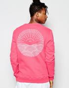 Friend Or Faux Sweatshirt Sunset Back Print - Pink