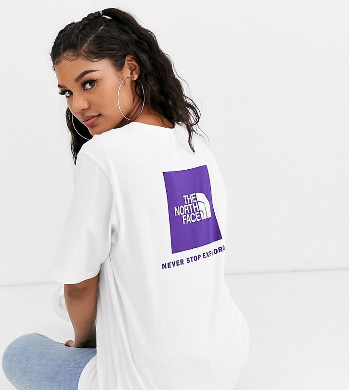The North Face Boyfriend Red Box T-shirt In White Exclusive At Asos
