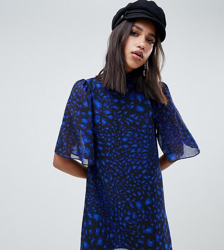 Na-kd Leopard Print Dress In Cobalt Blue