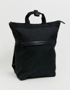 Asos Design Backpack In Black With Front Pocket And Grab Handle And Internal Laptop Pouch - Black