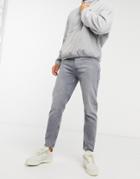 Asos Design Relaxed Tapered Jeans In Light Gray-grey