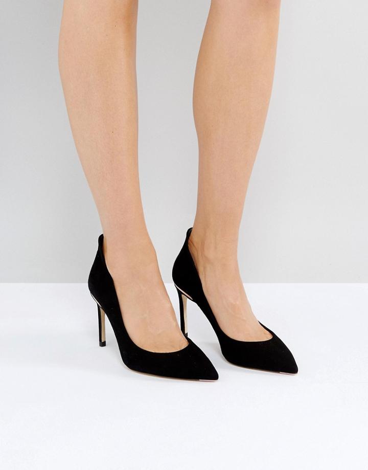 Ted Baker Savio Black Suede Curved Pumps - Black