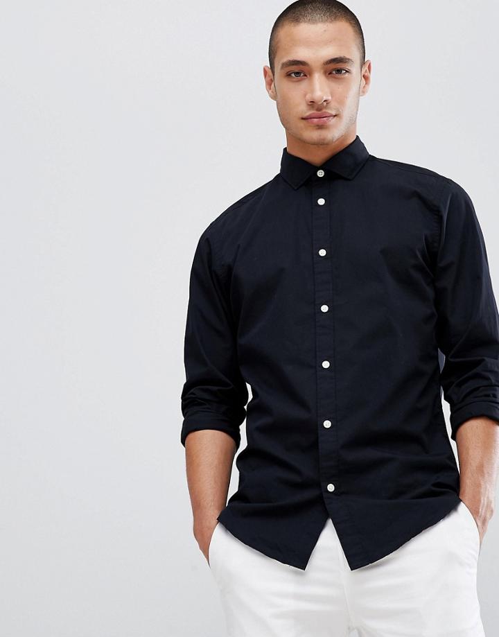 Selected Homme Slim Fit Shirt In Soft Cotton - Black