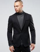 Asos Super Skinny Blazer In Black Jersey - Black