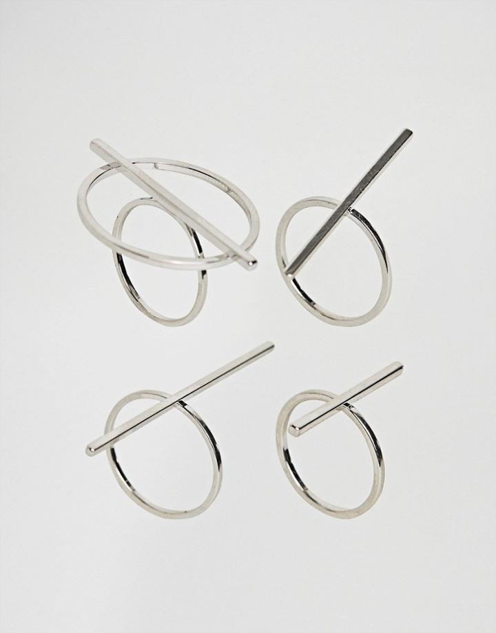 Aldo Droille Circle & Bar Multipack Rings - Silver