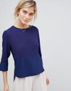 See U Soon Shell Top With Split Back - Navy
