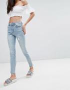 Pull & Bear Skinny Jeans With Lace Up Ankle - Blue