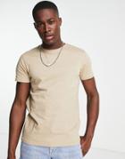 Brave Soul Crew Neck T-shirt In Mushroom-neutral