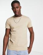 Brave Soul Crew Neck T-shirt In Mushroom-neutral