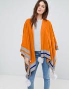 Jayley Cashmere And Silk Blend Pom Pom Poncho - Orange