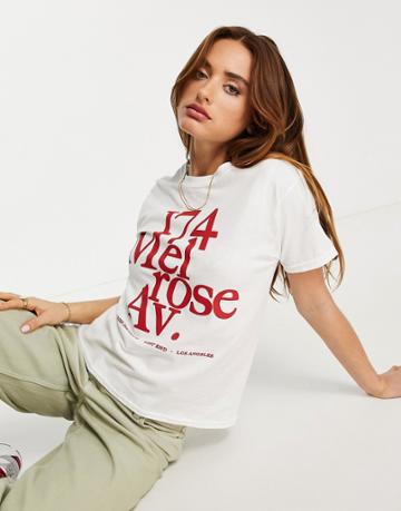 Topshop Melrose Avenue Tee In Ecru-multi